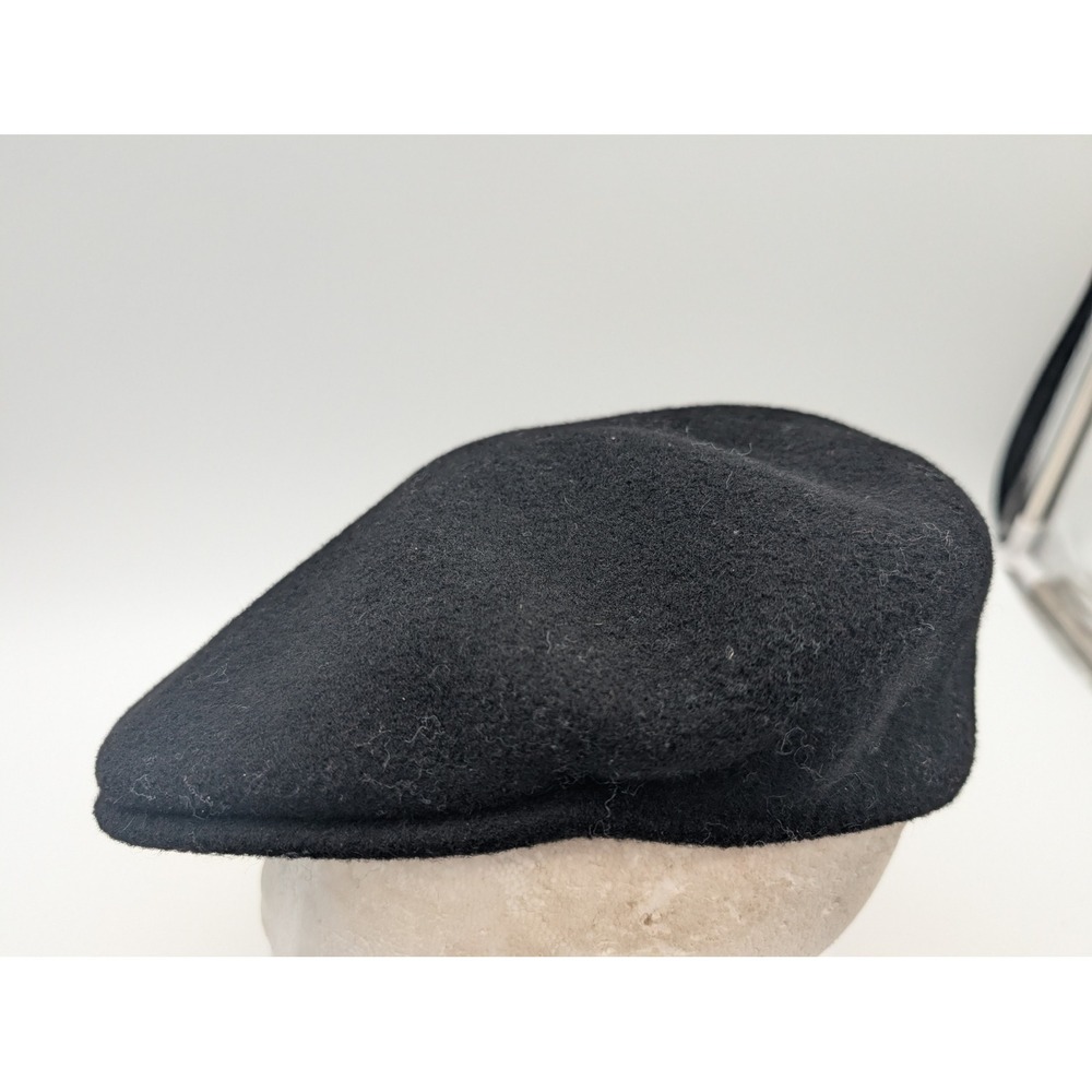 Kangol 504 Flat Cap Black 100% Wool Ivy Driving Hat Large 0258BC